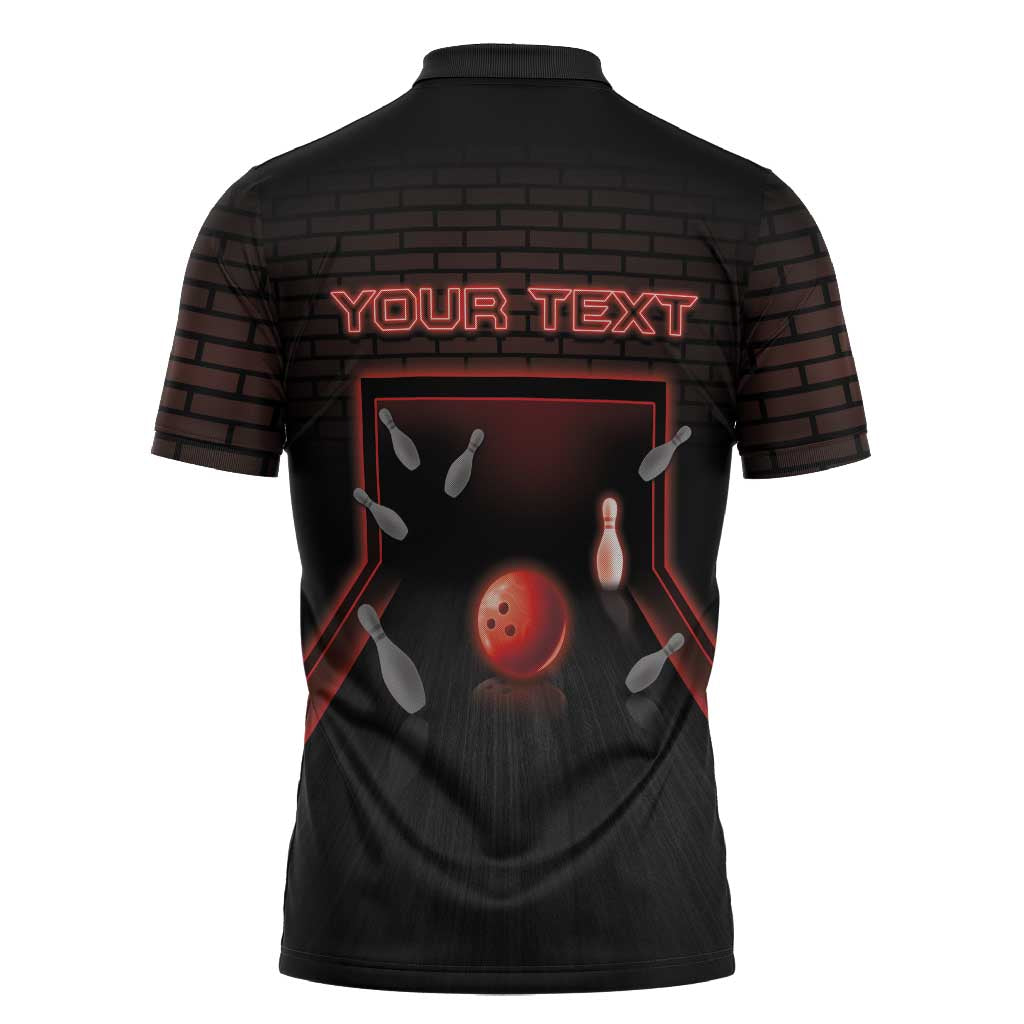 Personalized Bowling Zipper Polo Shirt Ten Pin Neon Style - Wonder Print Shop