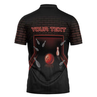 Personalized Bowling Zipper Polo Shirt Ten Pin Neon Style - Wonder Print Shop