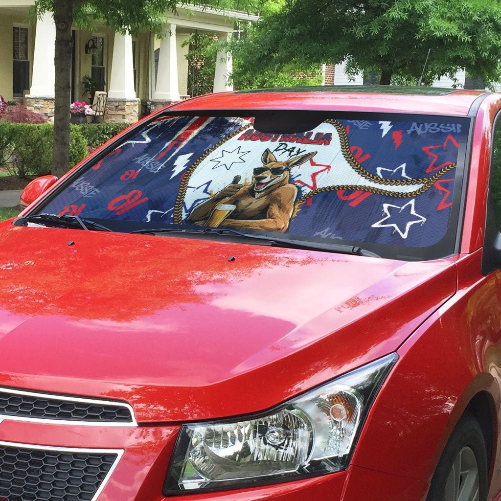 Australia Flag Day Auto Sun Shade Cool Kangaroo Beer Aussie Aussie Oi Oi