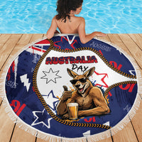 Australia Flag Day Beach Blanket Cool Kangaroo Beer Aussie Aussie Oi Oi