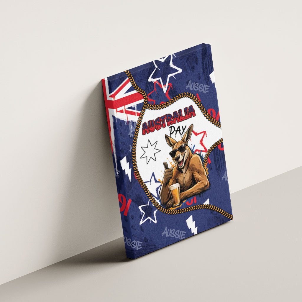 Australia Flag Day Canvas Wall Art Cool Kangaroo Beer Aussie Aussie Oi Oi