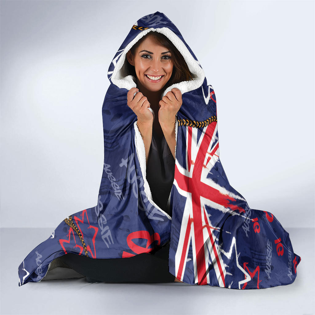 Australia Flag Day Hooded Blanket Cool Kangaroo Beer Aussie Aussie Oi Oi