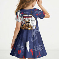 Australia Flag Day Kid Short Sleeve Dress Cool Kangaroo Beer Aussie Aussie Oi Oi