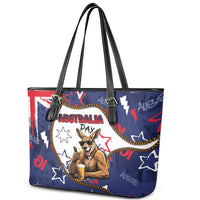 Australia Flag Day Leather Tote Bag Cool Kangaroo Beer Aussie Aussie Oi Oi