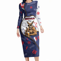 Australia Flag Day Long Sleeve Bodycon Dress Cool Kangaroo Beer Aussie Aussie Oi Oi