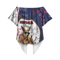 Australia Flag Day Off Shoulder Wrap Waist Top Cool Kangaroo Beer Aussie Aussie Oi Oi