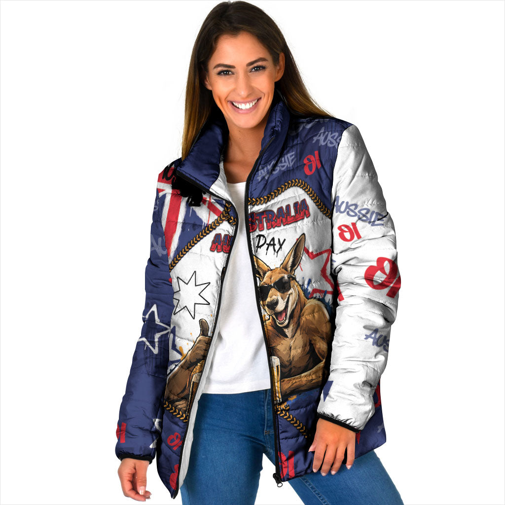 Australia Flag Day Padded Jacket Cool Kangaroo Beer Aussie Aussie Oi Oi