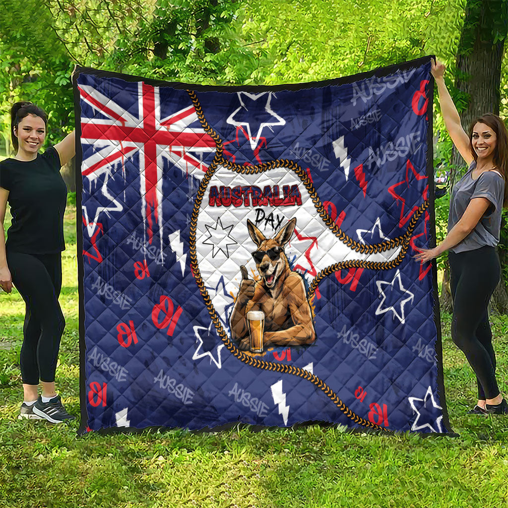 Australia Flag Day Quilt Cool Kangaroo Beer Aussie Aussie Oi Oi