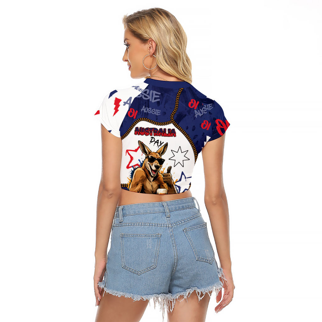 Australia Flag Day Raglan Cropped T Shirt Cool Kangaroo Beer Aussie Aussie Oi Oi