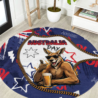 Australia Flag Day Round Carpet Cool Kangaroo Beer Aussie Aussie Oi Oi