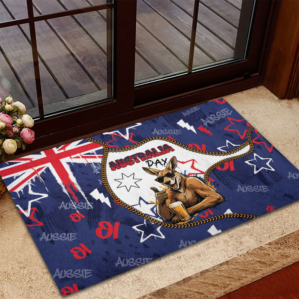 Australia Flag Day Rubber Doormat Cool Kangaroo Beer Aussie Aussie Oi Oi