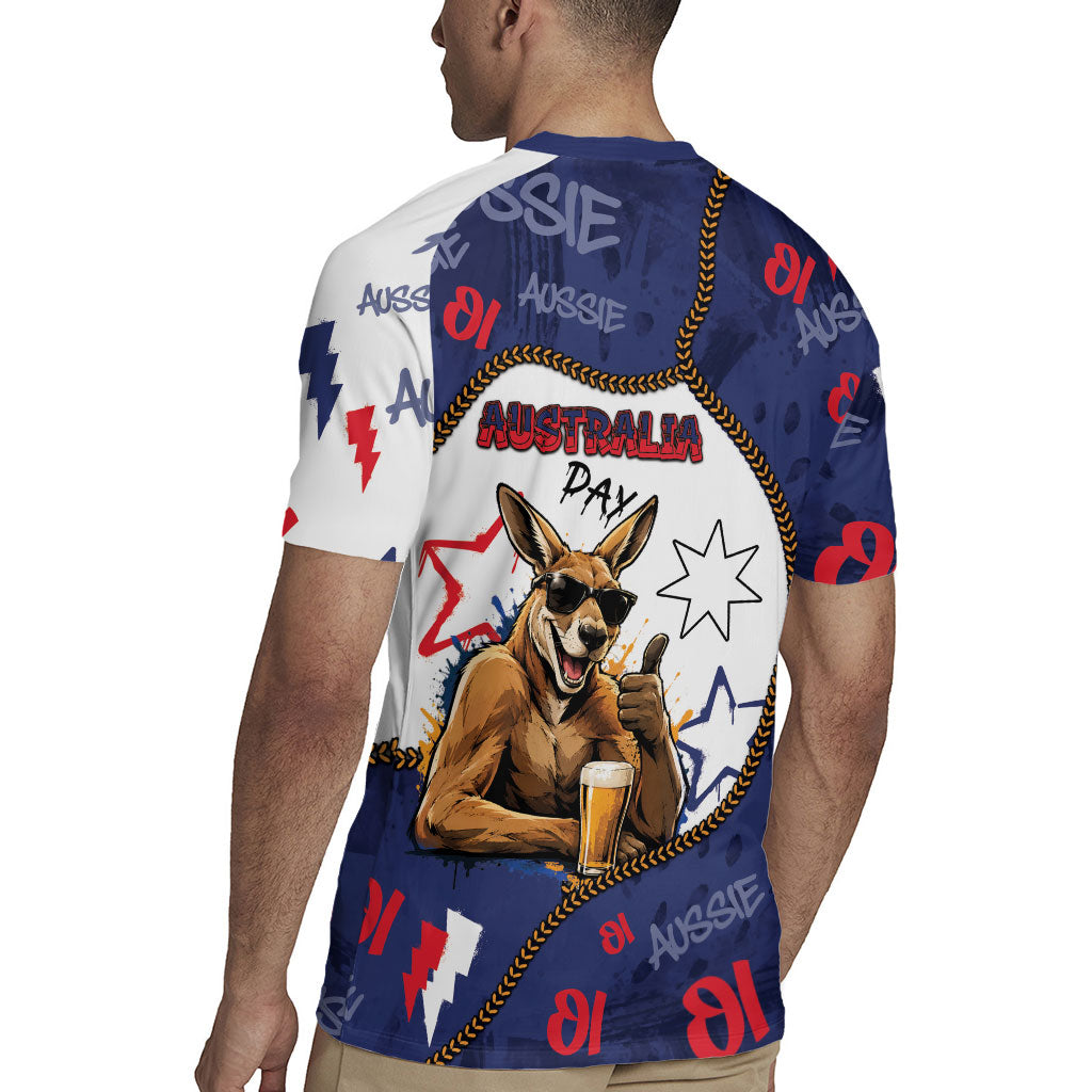 Australia Flag Day Rugby Jersey Cool Kangaroo Beer Aussie Aussie Oi Oi