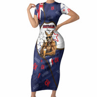 Australia Flag Day Short Sleeve Bodycon Dress Cool Kangaroo Beer Aussie Aussie Oi Oi
