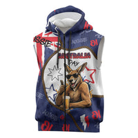 Australia Flag Day Sleeveless Zip Hoodie Cool Kangaroo Beer Aussie Aussie Oi Oi