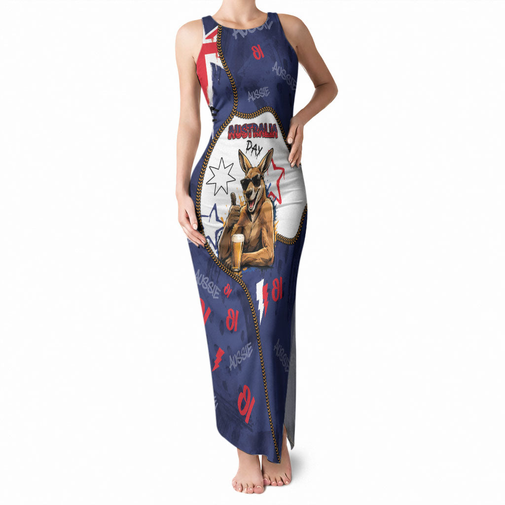Australia Flag Day Tank Maxi Dress Cool Kangaroo Beer Aussie Aussie Oi Oi