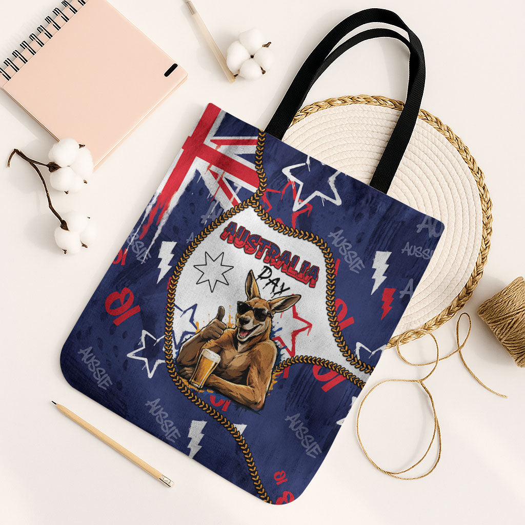 Australia Flag Day Tote Bag Cool Kangaroo Beer Aussie Aussie Oi Oi