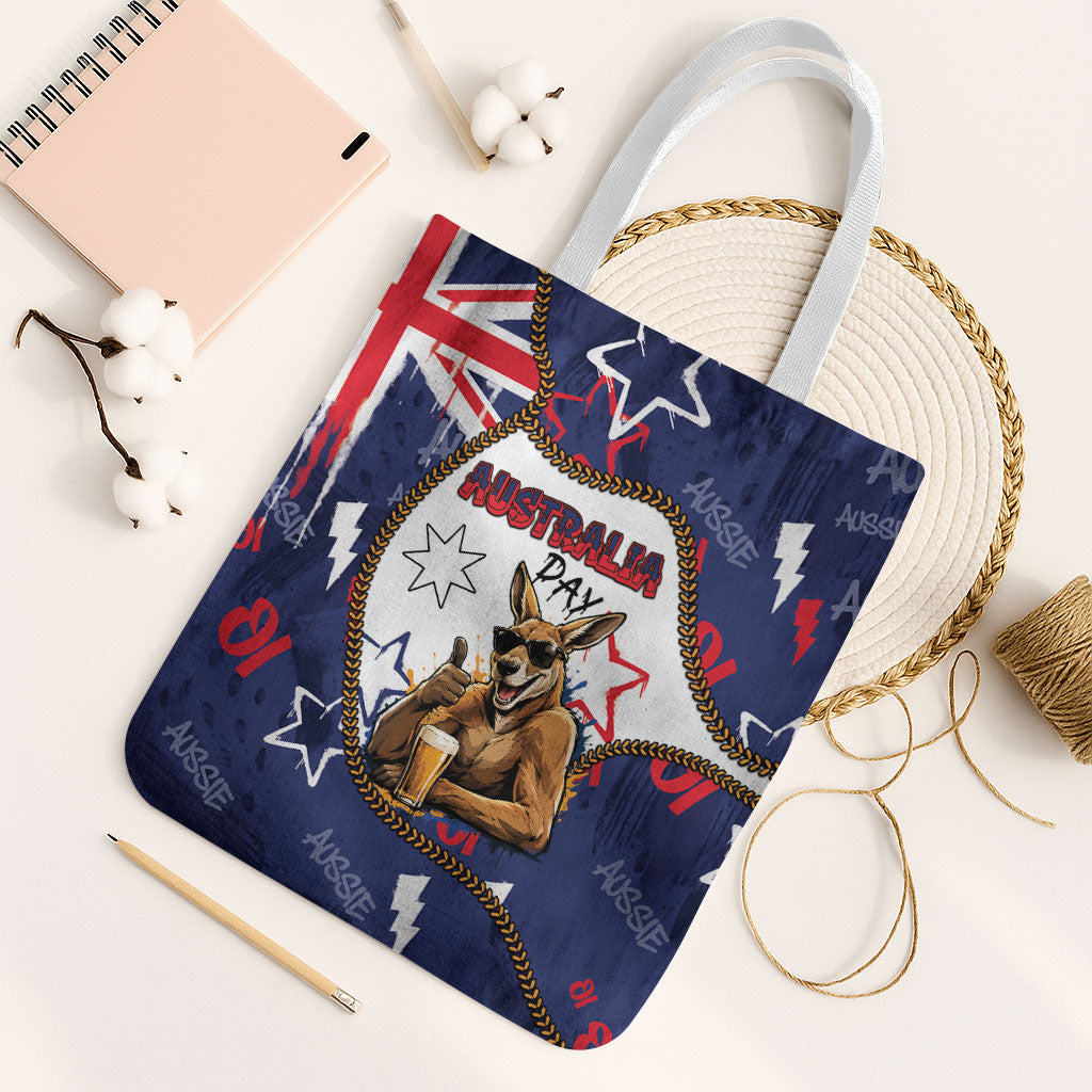 Australia Flag Day Tote Bag Cool Kangaroo Beer Aussie Aussie Oi Oi