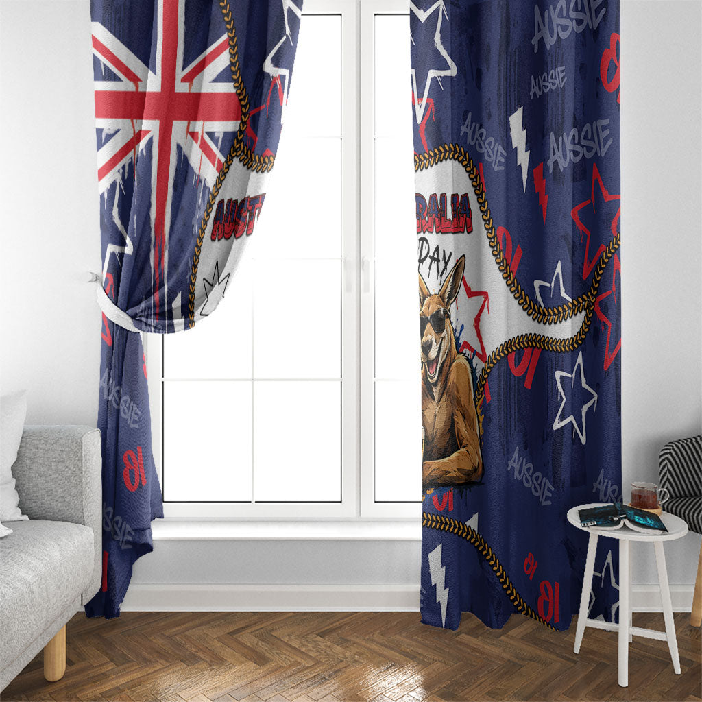 Australia Flag Day Window Curtain Cool Kangaroo Beer Aussie Aussie Oi Oi