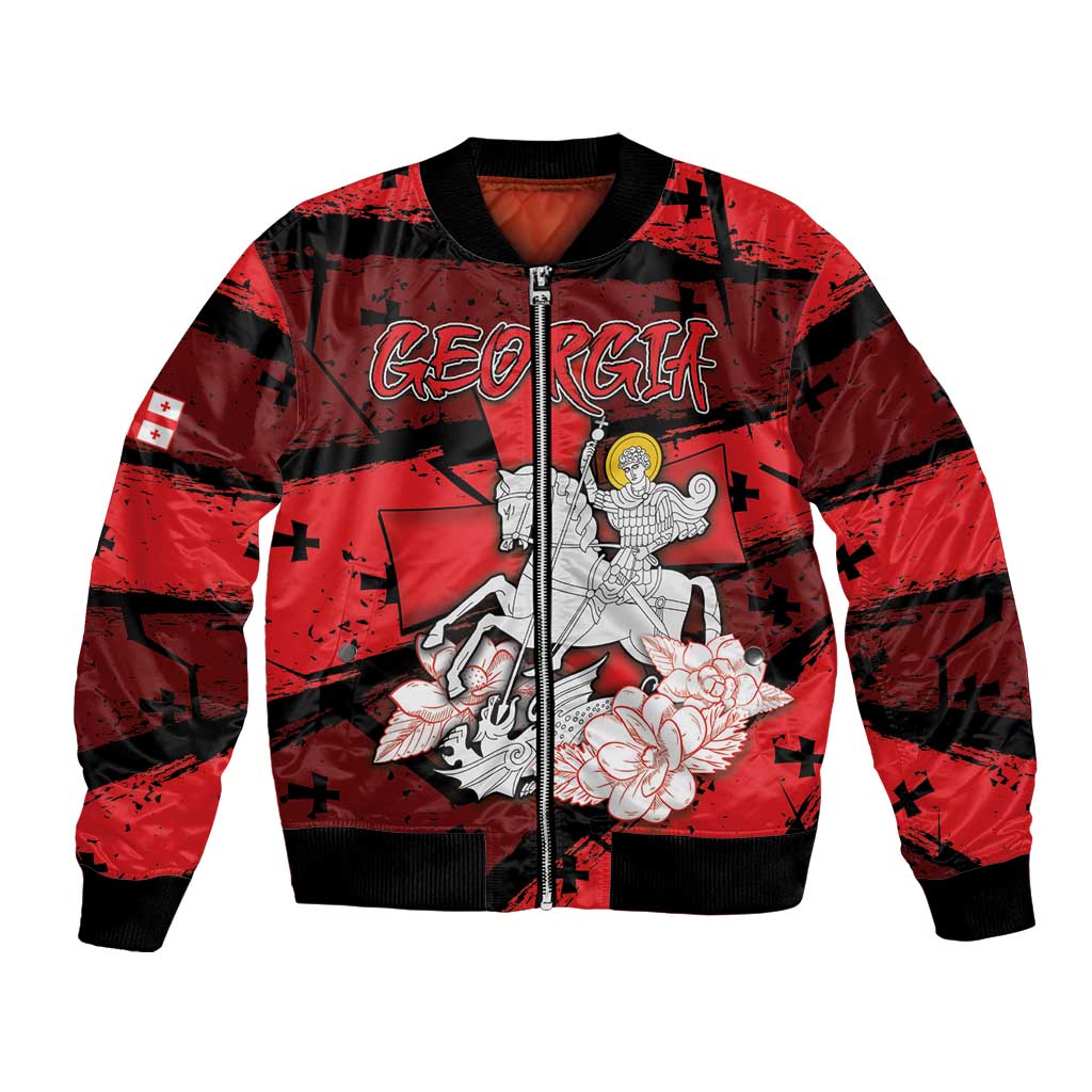 Personalized Georgia Bomber Jacket Patron Saint Symbol - Wonder Print Shop