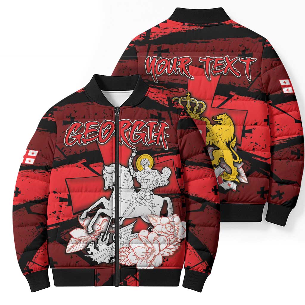 Personalized Georgia Bomber Puffer Jacket Patron Saint Symbol - Wonder Print Shop