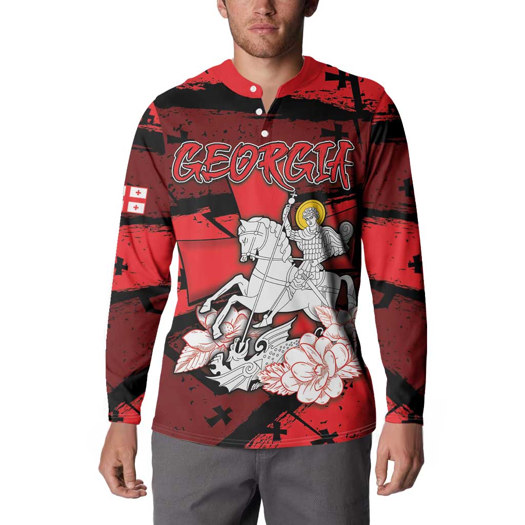 Personalized Georgia Button Sweatshirt Patron Saint Symbol - Wonder Print Shop