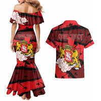 Personalized Georgia Couples Matching Mermaid Dress and Hawaiian Shirt Patron Saint Symbol - Wonder Print Shop