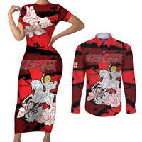 Personalized Georgia Couples Matching Short Sleeve Bodycon Dress and Long Sleeve Button Shirt Patron Saint Symbol - Wonder Print Shop