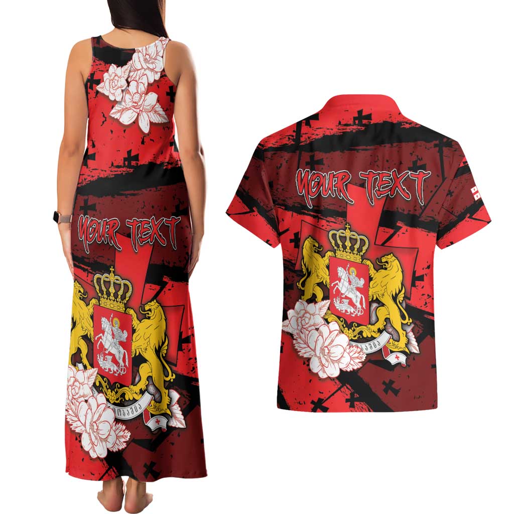 Personalized Georgia Couples Matching Tank Maxi Dress and Hawaiian Shirt Patron Saint Symbol - Wonder Print Shop