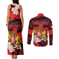 Personalized Georgia Couples Matching Tank Maxi Dress and Long Sleeve Button Shirt Patron Saint Symbol - Wonder Print Shop