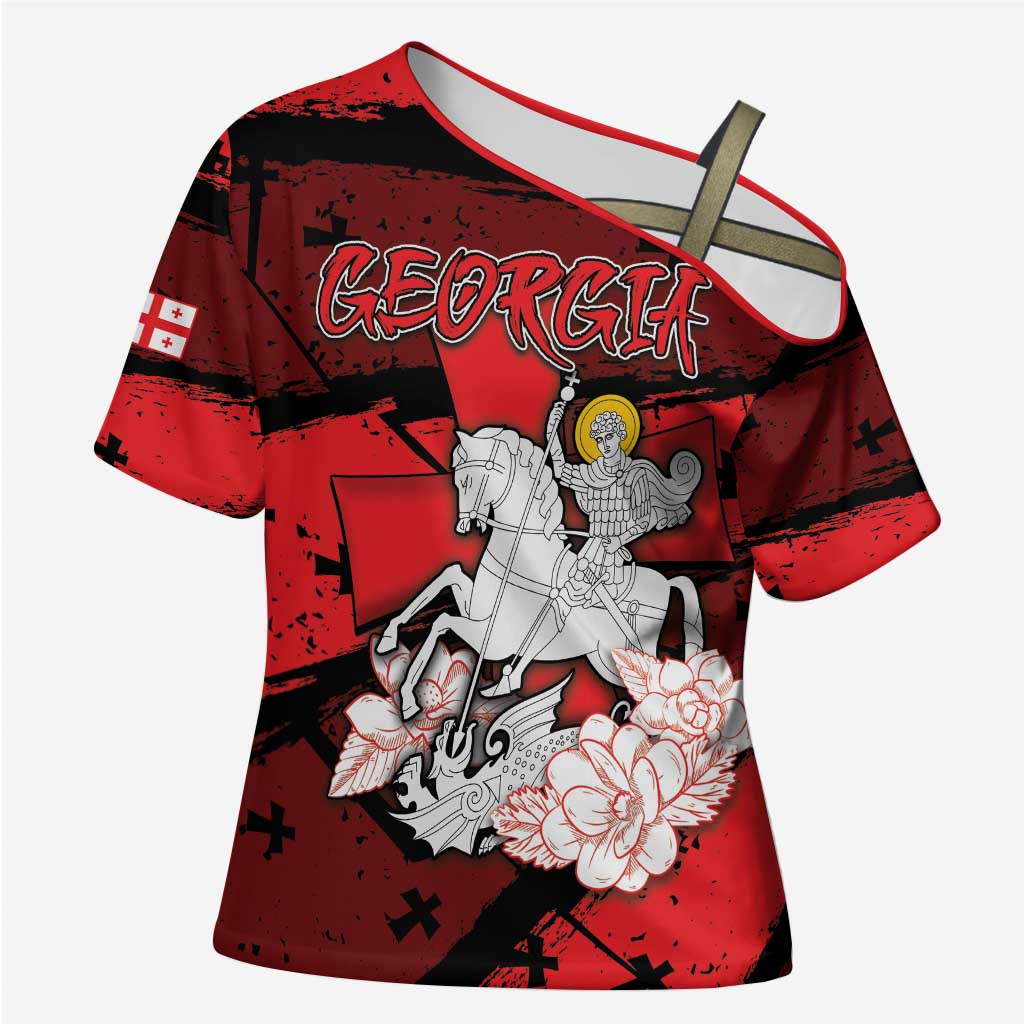 Personalized Georgia Cross Shoulder Shirt Patron Saint Symbol - Wonder Print Shop