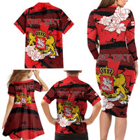 Personalized Georgia Family Matching Long Sleeve Bodycon Dress and Hawaiian Shirt Patron Saint Symbol - Wonder Print Shop