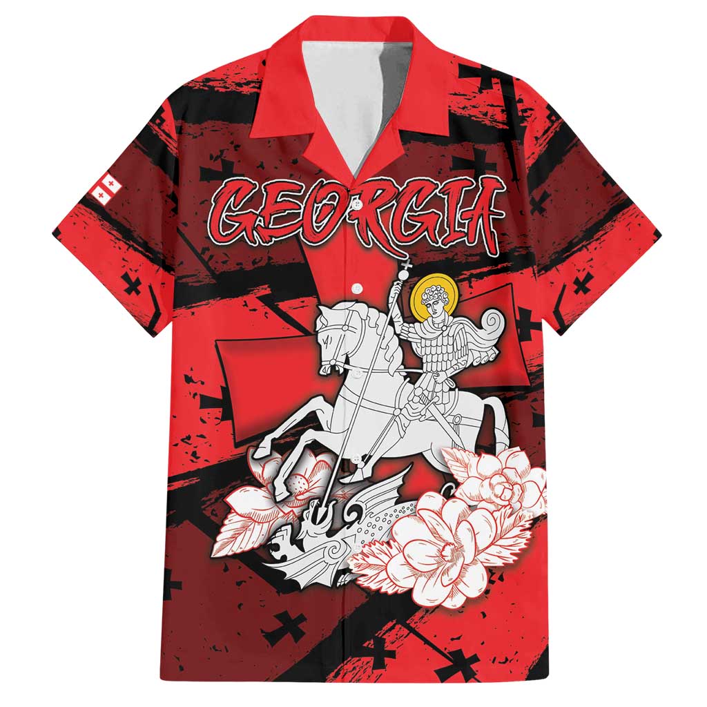 Personalized Georgia Family Matching Long Sleeve Bodycon Dress and Hawaiian Shirt Patron Saint Symbol - Wonder Print Shop