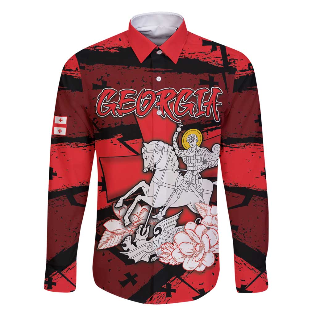 Personalized Georgia Family Matching Long Sleeve Bodycon Dress and Hawaiian Shirt Patron Saint Symbol - Wonder Print Shop