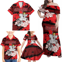 Personalized Georgia Family Matching Off Shoulder Maxi Dress and Hawaiian Shirt Patron Saint Symbol - Wonder Print Shop
