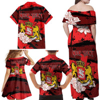 Personalized Georgia Family Matching Off Shoulder Maxi Dress and Hawaiian Shirt Patron Saint Symbol - Wonder Print Shop