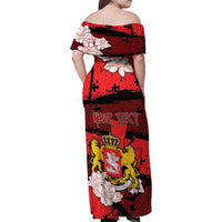 Personalized Georgia Family Matching Off Shoulder Maxi Dress and Hawaiian Shirt Patron Saint Symbol - Wonder Print Shop