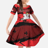 Personalized Georgia Family Matching Short Sleeve Bodycon Dress and Hawaiian Shirt Patron Saint Symbol - Wonder Print Shop