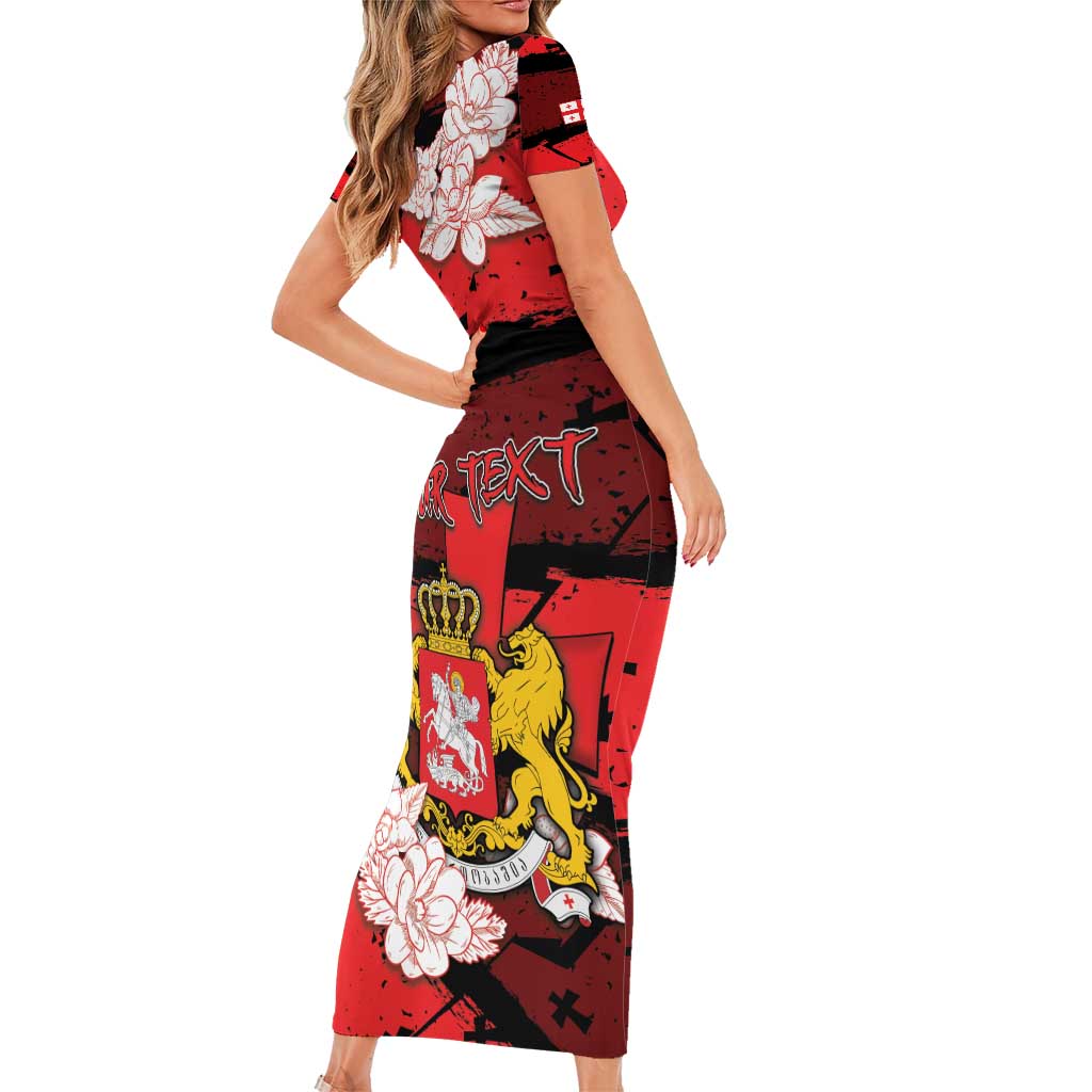 Personalized Georgia Family Matching Short Sleeve Bodycon Dress and Hawaiian Shirt Patron Saint Symbol - Wonder Print Shop