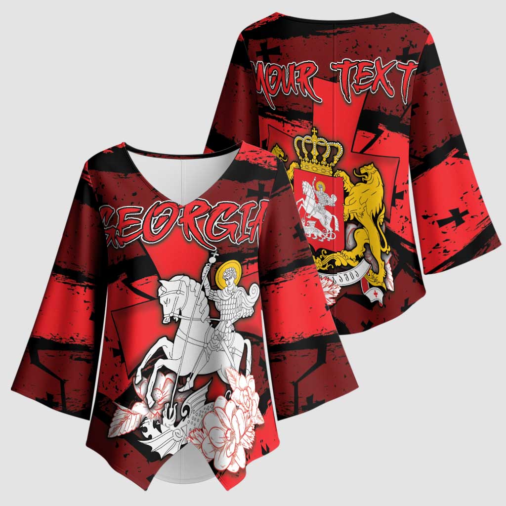 Personalized Georgia Kimono Sleeve Blouse Patron Saint Symbol - Wonder Print Shop