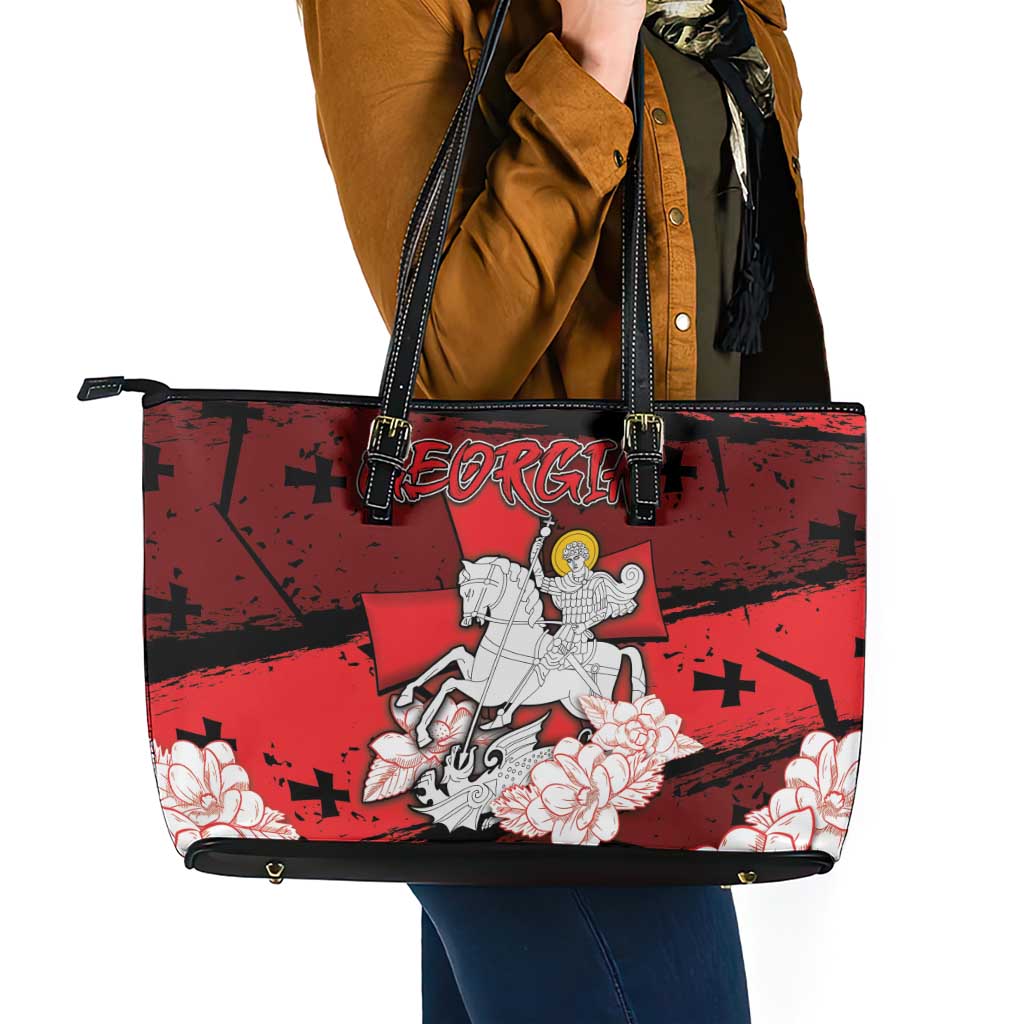 Georgia Leather Tote Bag Patron Saint Symbol - Wonder Print Shop