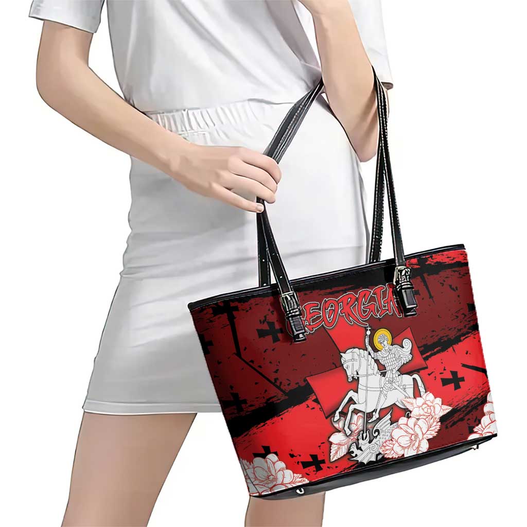 Georgia Leather Tote Bag Patron Saint Symbol - Wonder Print Shop