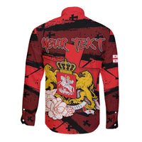 Personalized Georgia Long Sleeve Button Shirt Patron Saint Symbol - Wonder Print Shop