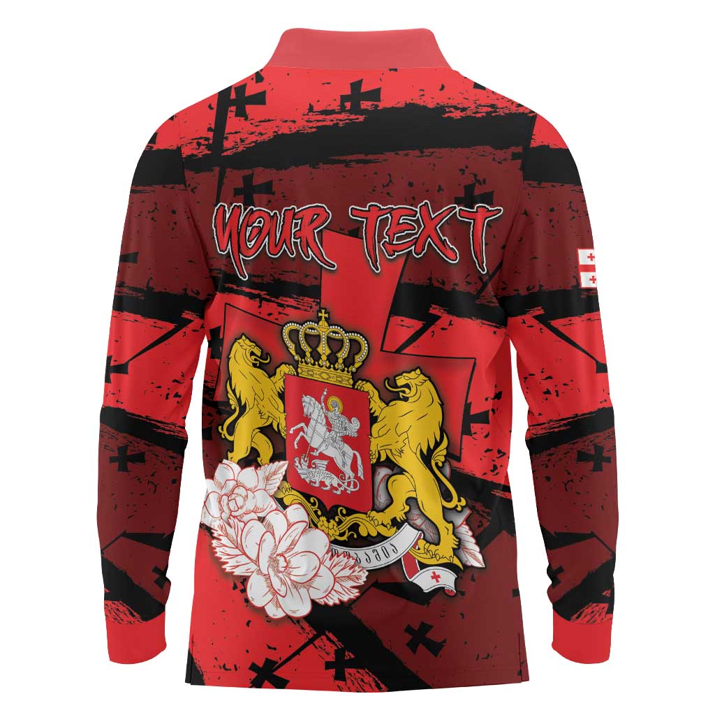 Personalized Georgia Long Sleeve Polo Shirt Patron Saint Symbol - Wonder Print Shop