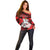 Personalized Georgia Off Shoulder Sweater Patron Saint Symbol - Wonder Print Shop