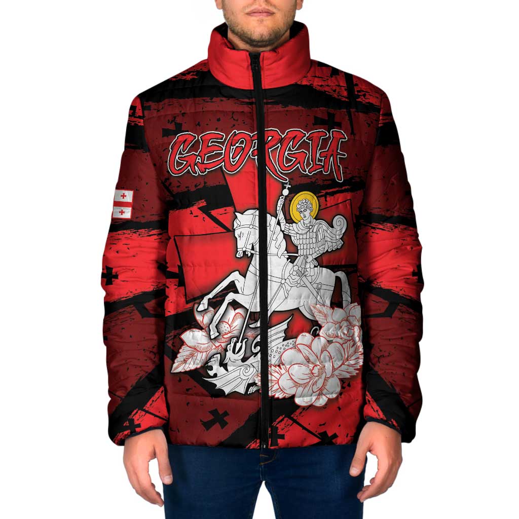 Personalized Georgia Padded Jacket Patron Saint Symbol - Wonder Print Shop