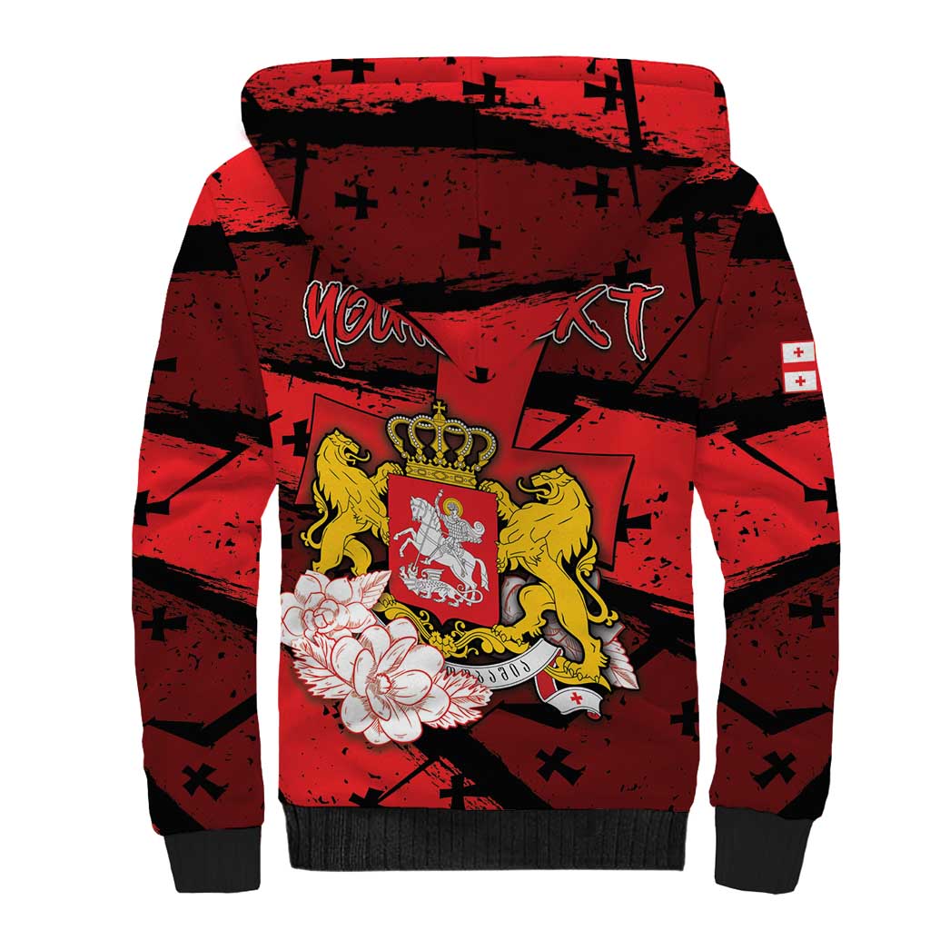 Personalized Georgia Sherpa Hoodie Patron Saint Symbol - Wonder Print Shop