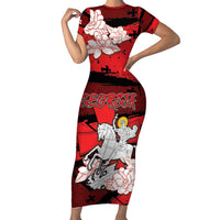 Personalized Georgia Short Sleeve Bodycon Dress Patron Saint Symbol - Wonder Print Shop