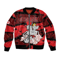 Personalized Georgia Sleeve Zip Bomber Jacket Patron Saint Symbol - Wonder Print Shop