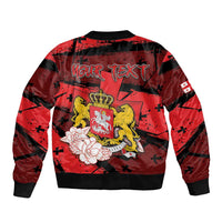 Personalized Georgia Sleeve Zip Bomber Jacket Patron Saint Symbol - Wonder Print Shop