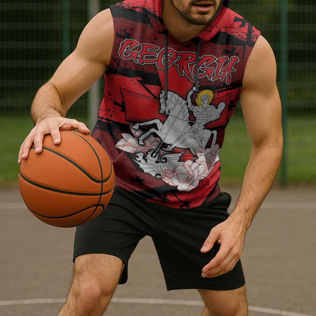 Personalized Georgia Sleeveless Hoodie Patron Saint Symbol - Wonder Print Shop